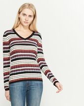 BUFFALO DAVID BITTON  Edina V-Neck Lurex Stripe Long Sleeve Sweater - Si... - $29.99