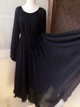 BLACK MAXI Chiffon Dress Long Sleeve Loose Oversized Maternity Dress Gowns NWT image 2