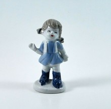 Porcelain Figurine Girl Waving 4 Inches - £7.04 GBP