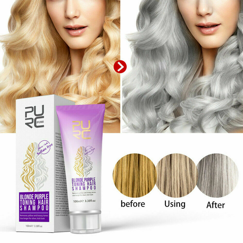 Purple Hair Shampoo Blonde Hair Lighten Discolored Silver Hair Dye Long ... - $7.19+