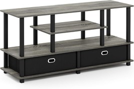 Large French Oak Grey/Black Stand By Furinno Jaya For Tvs Up To 55 Inches. - $90.99