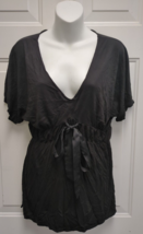 Ann Taylor Loft black drawstring short sleeve shirt - $8.90