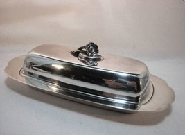 Oneida Quarter Pound Silverplate Butter Dish Raised Flower Lid w Crystal... - £15.73 GBP