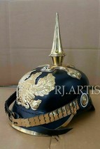Officer’s Pickelhaube Helmet Militaria Leather Prussian Vintage Imperial... - £79.99 GBP