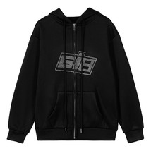 Women&#39;s Y2k Shiny Hoodie Zip-up Sweatshirt Jacket Loose Long Sleeve Pockets Pull - £54.92 GBP