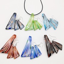 6sets Fashion Shape Mix Colors Murano Lampwork Glass Necklace Earring Jewelry Se - £36.39 GBP