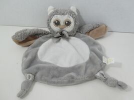 Bearington Baby Wee Owlie small gray owl lovey security blanket white tummy - $8.23