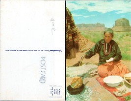 USA Native American Woman Cooking Fry Bread in Cast Iron over Coals VTG ... - £7.36 GBP