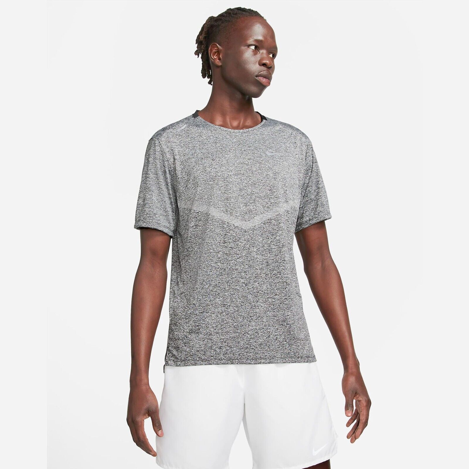 Nike DRI-FIT Rise 365 Men&#39;s Short-Sleeve Running Top Gray CZ9184-011 Siz... - $54.41