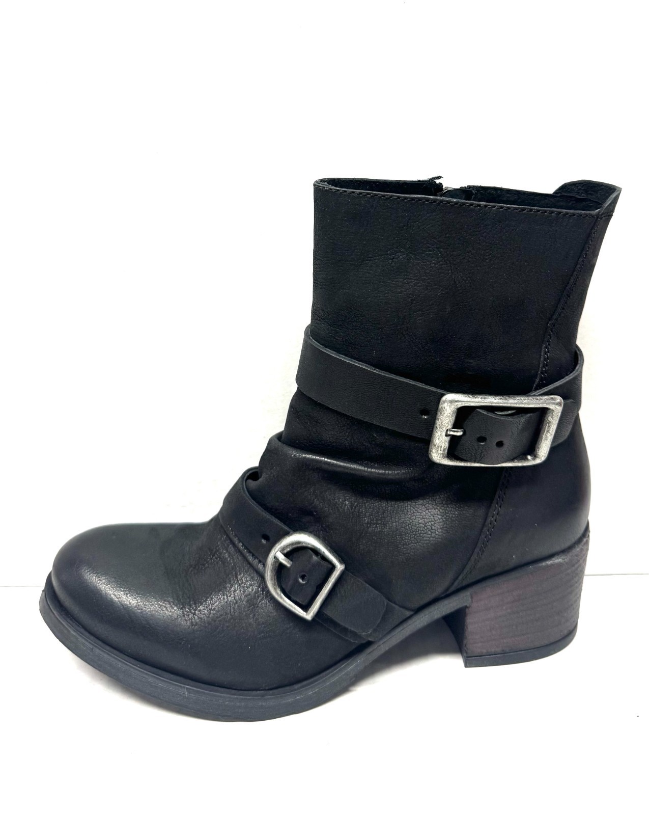 MIZ MOOZ LEATHER BUCKLE ANKLE BOOTS SIDE ZIP BLACK  37EU / 7US  # Z-13 Item image 3