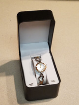 Rumours Ladies Silver and Goldtone Heart Self Adjustable Link Watch #90633 (NEW) - £23.70 GBP