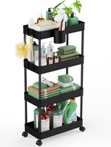 Lehom Slim Rolling Storage Cart - 4 Tiers Bathroom Organizer Utility Cart Slide - $43.99