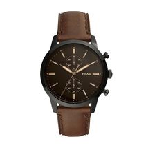 Fossil Men&#39;s Townsman Quartz Stainless Steel and Leather Chronograph Watch, Colo - £75.17 GBP