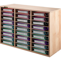 VEVOR Wood Literature Organizer File Sorter Paper Storage Holder 27 Slots White - £114.68 GBP