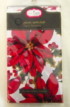 Poinsettia tablecloth - sturdy plastic - 52 x 96 - £3.19 GBP