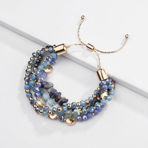 Fashion Jewelry Multi Layered Crystal Natural Stone Beaded Bracelet Brai... - $15.05