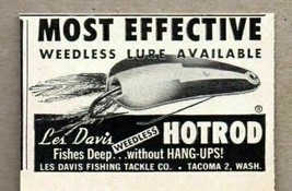 1957 Print Ad Hotrod Weedless Fishing Lures Les Davis Tackle Tacoma,WA - £6.35 GBP