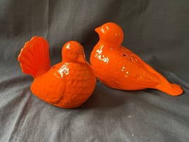 Vintage Bitossi Italie Paire De Pigeons En Beau Orange Couleur. Marquée Bas - $99.00