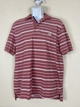 Chaps Men Size M Red Striped Knit Polo Shirt Short Sleeve Preppy - £5.30 GBP