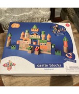 Geoffreys Toy Box 70 Pieces Castle Blocks Building Set All Natural Wood  - $79.27 CAD