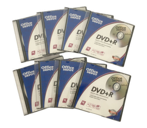 (8) Office Depot DVD+R Blank Disc 16x 4.7GB data/120 min video w/ (8) Ca... - $6.92