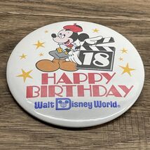 Walt Disney World Happy 18th Birthday Button Pin Mickey Mouse Movie Star... - $7.91