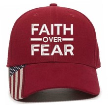 Faith Over Fear Embroidered USA-300 Adjustable Hat with Flag Brim - Var. Colors - £18.86 GBP