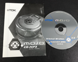 TDK Mojo CD-MP3 PORTABLE CD PLAYER Digital Jukebox MANUAL &amp; SOFTWARE ONLY - $9.42 CAD