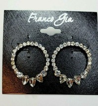 Franco Gia Silver Plated Earrings Cubic Zirconia Round W Teardrops Studs #51 - £14.16 GBP