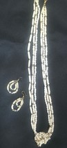 Vintage Retro 1980s Necklace Earrings Hippie Beads Mod Boho Beaded Long Strand  - £15.82 GBP
