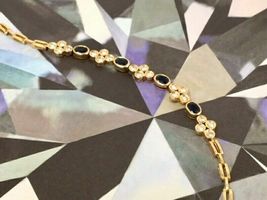 5 CT Oval Cut  Simulated  Blue Sapphire  Bracelet Gold Plated 925 Silver - £156.57 GBP
