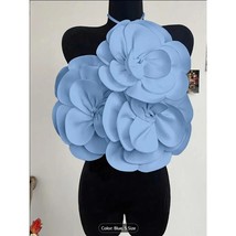 Blue Oversized 3D Flower Halter Crop Top – Statement Backless Festival &amp;... - $30.00