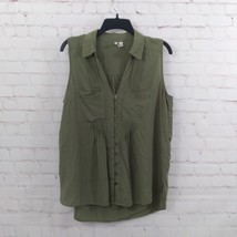 Versona Top Womens Large Green Sleeveless Button Up Tunic - £17.19 GBP