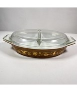 Pyrex Brown Early American 1 1/2 Qt. Divided Casserole Dish W/Lid Vtg - $33.55 CAD
