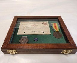 Wood and Glass Display Box for Medal Banknotes and More-
show original t... - $44.53