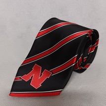 Nebraska Cornhuskers Neck Tie Black Red Diagonal Striped Eagles Wings - £13.54 GBP