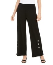 MSRP $55 Jm Collection Grommet-Trim Wide-Leg Knit Pants Black Size Small - £17.58 GBP