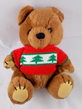 Dakin Teddy Bear Plush Red Sweater Sits 9 Inch 1981 Stuffed Animal toy - $15.25