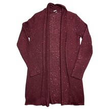 J. Jill Mohair Knit Burgundy Draped Sequin Cardigan Sweater Oversized Cozy - £29.63 GBP