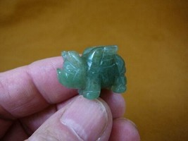 (Y-PIG-FL-523) little 1&quot; Green FLY flying PIG pigs gemstone FIGURINE gem... - £6.75 GBP