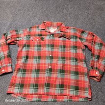 Vintage Wool Button Up Flannel Shirt Adult XL Red Plaid Distressed - $15.56