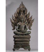 Antik Bayon Stil Khmer Sitzender Bronze Naga Meditation Buddha - 114cm/1... - £5,107.66 GBP