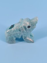 Hand Carved Stone Animal Figurine Fetish Boar Bear Blue Miniature  - $14.31