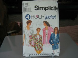 Simplicity 8301 Misses Jacket with Optional Lining Pattern - Size 18-24 - $7.91