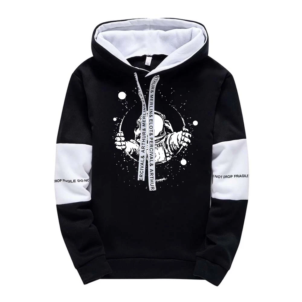 Men Hooded Trauit Astronaut Print Stitching Color Hoodies Man wear Fashion Stree - £159.98 GBP