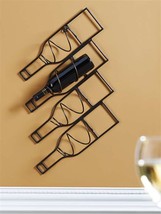 Wine Bottle Holder Rack Holds 4 Bottles Metal 28" High Wall Mounted Bar Decor image 2