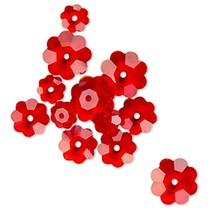 12 pcs Crystal Margarita Marguerite Light Siam Red Flower Beads 6mm 8mm 10mm - £13.95 GBP