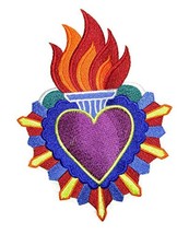 Custom and Unique Milagro Healing Hearts[ Heart and Flame Milagro ] Embroidered  - £15.42 GBP