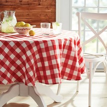 Pioneer Woman ~ Charming Check ~ 70&quot; Round ~ Cotton ~ Fabric Tablecloth - $29.92