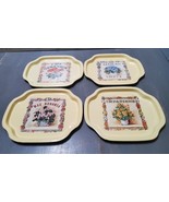 Vintage Mini Metal Tin Tole Ware Floral Snack Trays Set Of 4 1986 SNP Ch... - £17.52 GBP